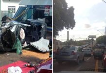 Motorista fica presa às ferragens após capotamento em avenida de Jales