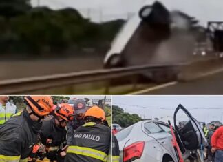 Grávida de 8 meses perde controle da direção e capota carro em Araçatuba