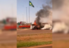 Caminhão pega fogo no trevo de Riolândia